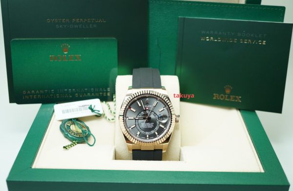 Rolex 326235 SKY-DWELLER 18K ROSE GOLD SLATE DIAL OYSTERFLEX 2021 FULL SET - Image 2