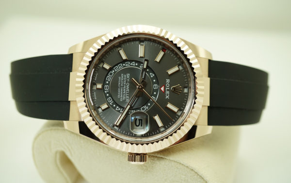 Rolex 326235 SKY-DWELLER 18K ROSE GOLD SLATE DIAL OYSTERFLEX 2021 FULL SET - Image 9
