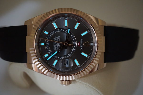 Rolex 326235 SKY-DWELLER 18K ROSE GOLD SLATE DIAL OYSTERFLEX 2021 FULL SET - Image 11