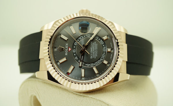 Rolex 326235 SKY-DWELLER 18K ROSE GOLD SLATE DIAL OYSTERFLEX 2021 FULL SET - Image 10