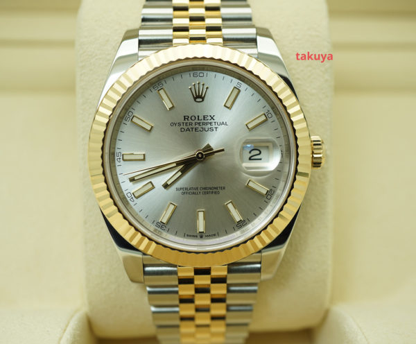 Rolex 126333 DATEJUST 41 18K TWO TONE FLUTED BEZEL SILVER DIAL JUBILEE 2019 FULL SET