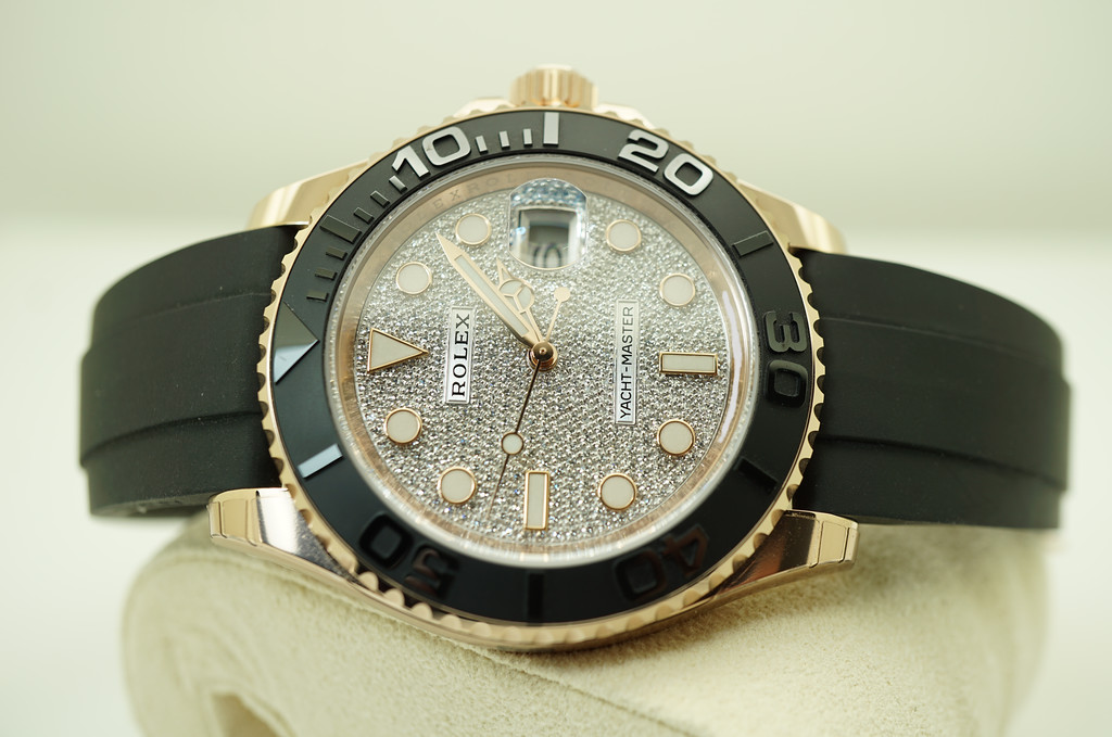 MINT Rolex 116655 YACHTMASTER 18K ROSE GOLD PAVE DIAMOND