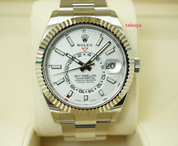 Rolex 326934 SKY-DWELLER STAINLESS STEEL WHITE DIAL 2019 COMPLETE SET