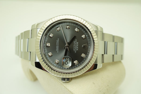 Rolex 116334 DATEJUST 2 FLUTED BEZEL RHODIUM DIAMOND DIAL RANDOM SERIAL FULL SET - Image 9
