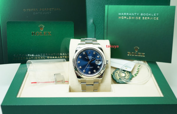 BRAND NEW Rolex 126334 DATEJUST 41 FLUTED BEZEL BLUE DIAMOND DIAL 2021 FULL SET - Image 2