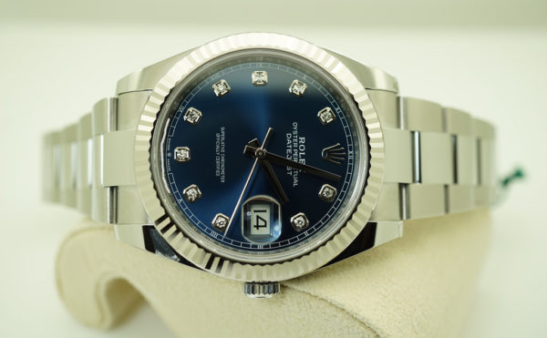 BRAND NEW Rolex 126334 DATEJUST 41 FLUTED BEZEL BLUE DIAMOND DIAL 2021 FULL SET - Image 9