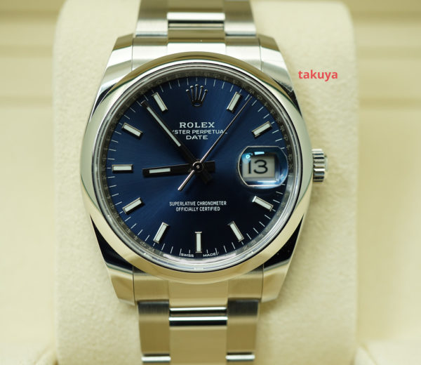 NEW Rolex 115200 OYSTER PERPETUAL DATE 34 BLUE STICK DIAL 2020 WARRANTY FULL SET