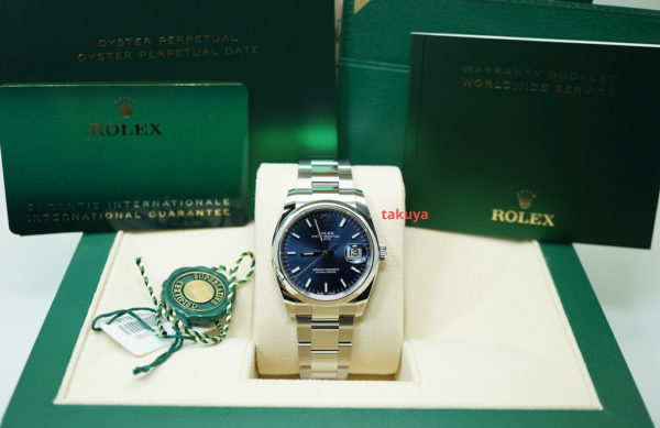 NEW Rolex 115200 OYSTER PERPETUAL DATE 34 BLUE STICK DIAL 2020 WARRANTY FULL SET - Image 2