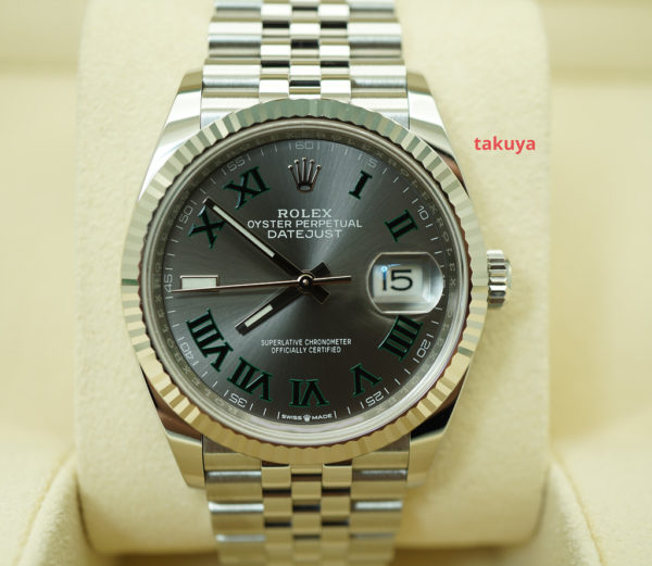Rolex 126234 DATEJUST FLUTED BEZEL WIMBLEDON DIAL JUBILEE BAND 2021 FULL SET