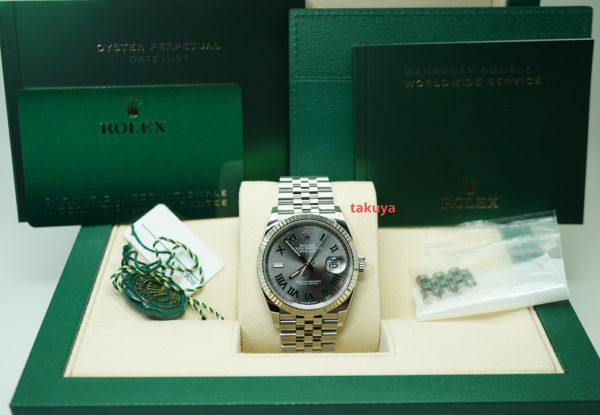 Rolex 126234 DATEJUST FLUTED BEZEL WIMBLEDON DIAL JUBILEE BAND 2021 FULL SET - Image 2