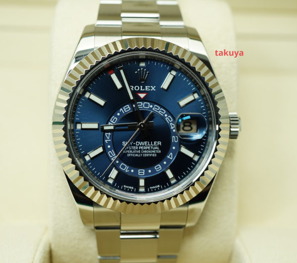 Rolex 326934 SKY-DWELLER BLUE DIAL OYSTER BRACELET 2019 WARRANTY FULL SET