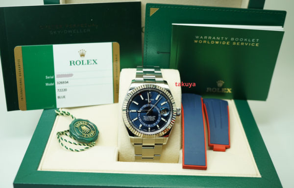 Rolex 326934 SKY-DWELLER BLUE DIAL OYSTER BRACELET 2019 WARRANTY FULL SET - Image 2