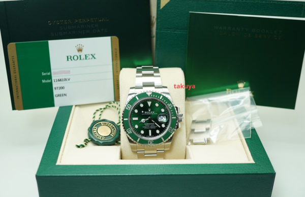 Rolex 116610LV SUBMARINER HULK GREEN DIAL BEZEL 2018 WARRANTY FULL SET - Image 2