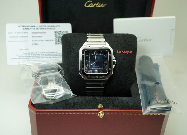 BRAND NEW Cartier SANTOS DE CARTIER LARGE STEEL BLUE DIAL 2021 MODEL COMPLETE SET - Image 2