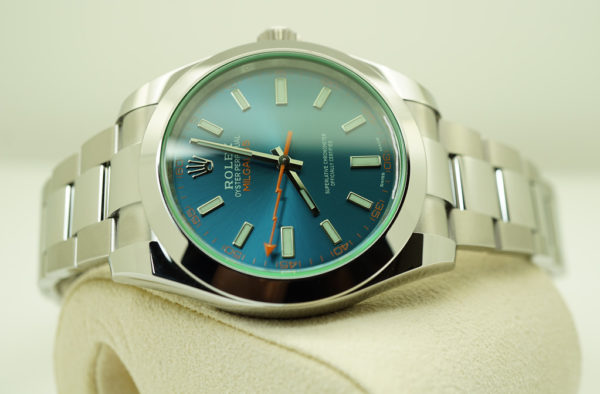 MINT Rolex 116400GV MILGAUSS GREEN CRYSTAL Z BLUE DIAL 2021 WARRANTY FULL SET - Image 10