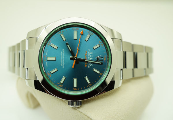 MINT Rolex 116400GV MILGAUSS GREEN CRYSTAL Z BLUE DIAL 2021 WARRANTY FULL SET - Image 9