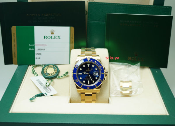 Rolex 116618LB SUBMARINER YELLOW GOLD SUNBURST BLUE DIAL 2020 WARRANTY FULL SET - Image 2