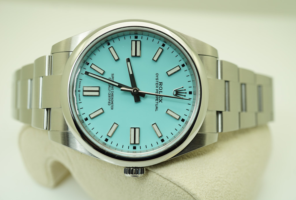 Rolex 124300 OYSTER PERPETUAL TIFFANY TURQUOISE DIAL 41MM 2021 COMPLETE ...