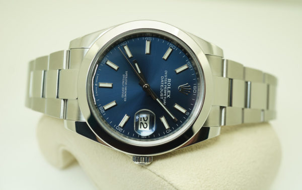 Rolex 126300 DATEJUST 41 BLUE STICK DIAL OYSTER BAND 2021 WARRANTY FULL SET - Image 9