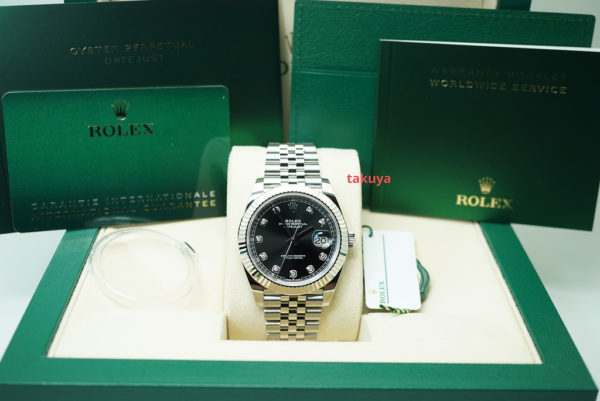 BRAND NEW Rolex 126334 DATEJUST 41 FLUTED BEZEL BLACK DIAMOND DIAL 2021 FULL SET - Image 2