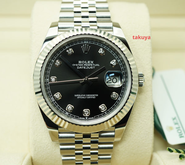 BRAND NEW Rolex 126334 DATEJUST 41 FLUTED BEZEL BLACK DIAMOND DIAL 2021 FULL SET