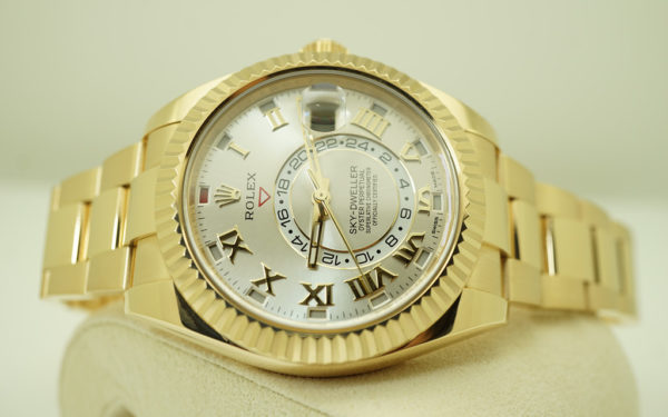Rolex 326938 SKY-DWELLER 18K YELLOW GOLD SILVER ROMAN DIAL 2017 FULL SET - Image 10