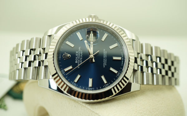 BRAND NEW Rolex 126334 DATEJUST 41 FLUTED BEZEL BLUE STICKS DIAL JUBILEE BAND 2021 FULL SET - Image 10