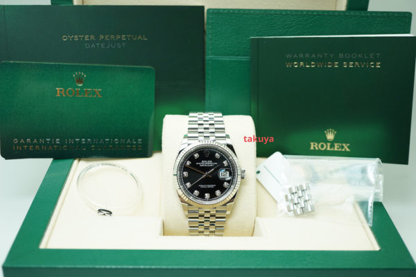 BRAND NEW Rolex 126234 DATEJUST FLUTED BEZEL BLACK DIAMOND DIAL JUBILEE 2021 FULL SET - Image 2
