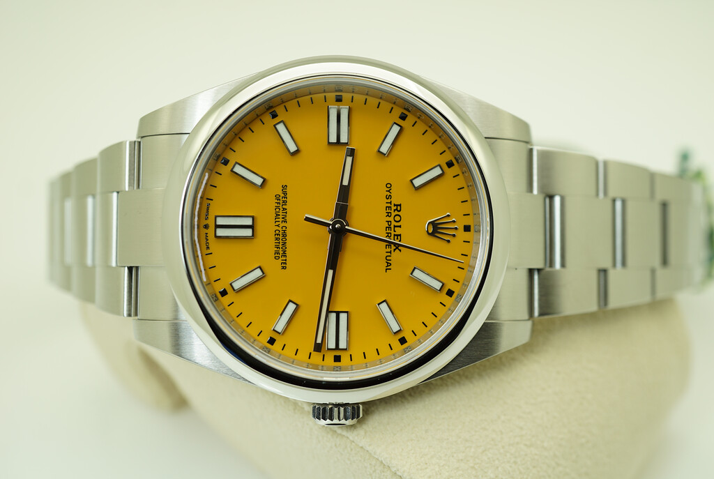 NEW Rolex 124300 OYSTER PERPETUAL YELLOW DIAL 41MM 2021 COMPLETE SET ...