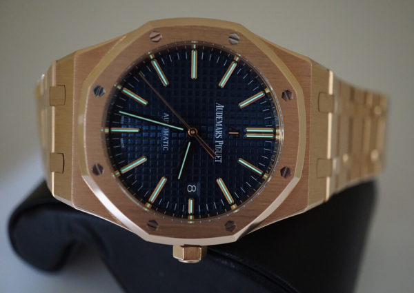 Audemars PIGUET ROYAL OAK 15400OR 18K ROSE GOLD BLUE DIAL 41MM FULL SET - Image 12