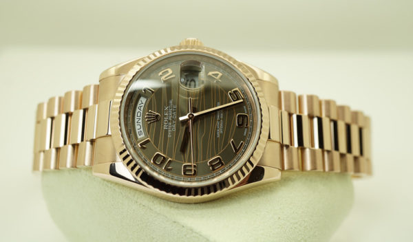 Rolex 118235 DAY-DATE PRESIDENT 18K ROSE GOLD BRONZE WAVES ARABIC DIAL FULL SET - Image 10