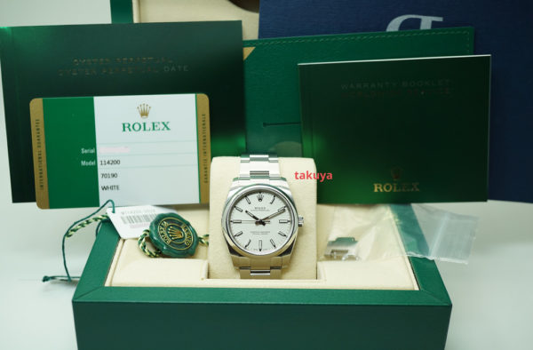 Rolex 114200 OYSTER PERPETUAL 34MM WHITE STICKS DIAL 2018 WARRANTY COMPLETE SET - Image 2