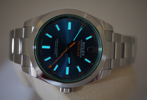 Rolex 116400GV MILGAUSS GREEN CRYSTAL Z BLUE DIAL 2019 WARRANTY FULL SET - Image 11