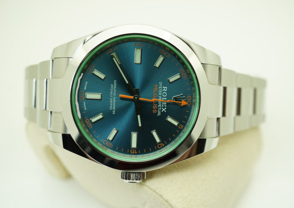 Rolex 116400GV MILGAUSS GREEN CRYSTAL Z BLUE DIAL 2019 WARRANTY FULL SET - Image 9