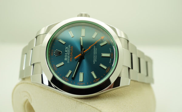 Rolex 116400GV MILGAUSS GREEN CRYSTAL Z BLUE DIAL 2019 WARRANTY FULL SET - Image 10