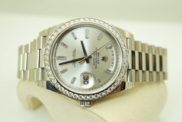 BRAND NEW Rolex 228349RBR DAY DATE 40 18K WHITE GOLD DIAMOND BEZEL BAGUETTE DIAL 2022 FULL SET - Image 9