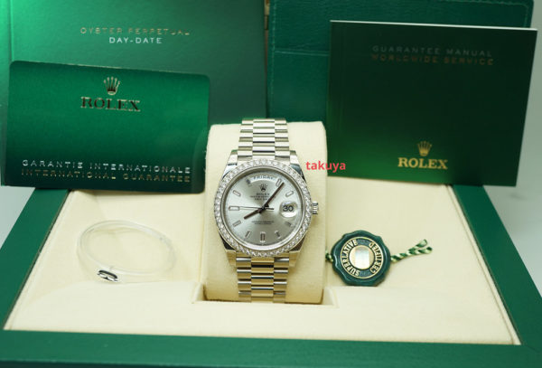 BRAND NEW Rolex 228349RBR DAY DATE 40 18K WHITE GOLD DIAMOND BEZEL BAGUETTE DIAL 2022 FULL SET - Image 2