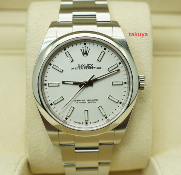 Rolex 114300 OYSTER PERPETUAL NO DATE WHITE DIAL 39MM 2019 WARRANTY BOXES PAPERS