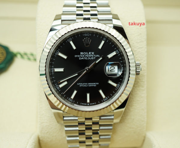 BRAND NEW Rolex 126334 DATEJUST 41 FLUTED BEZEL BLACK STICK DIAL JUBILEE BAND 2022 FULL SET