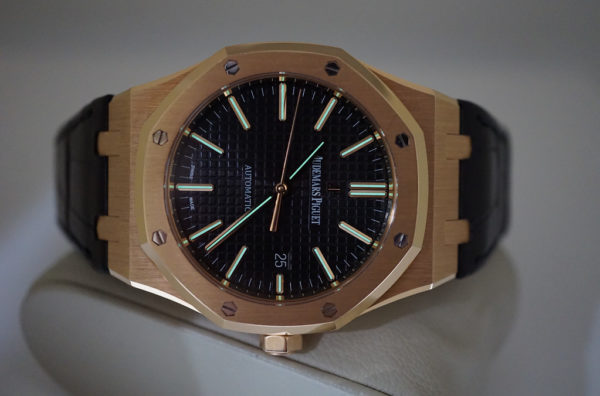 Audemars PIGUET ROYAL OAK 15400OR 18K ROSE GOLD BLACK DIAL 41MM FULL SET - Image 11