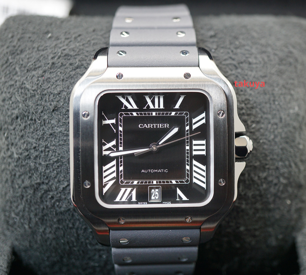 BRAND NEW Cartier SANTOS DE CARTIER LARGE MODEL BLACK ADLC AUTOMATIC ...