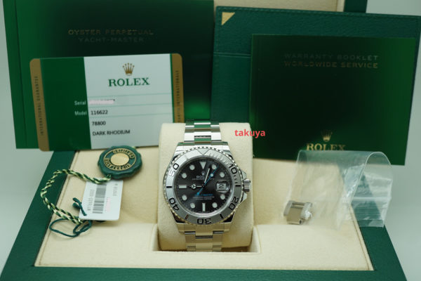 Rolex 116622 YACHTMASTER PLATINUM BEZEL DARK RHODIUM DIAL 40MM WARRANTY FULL SET - Image 2