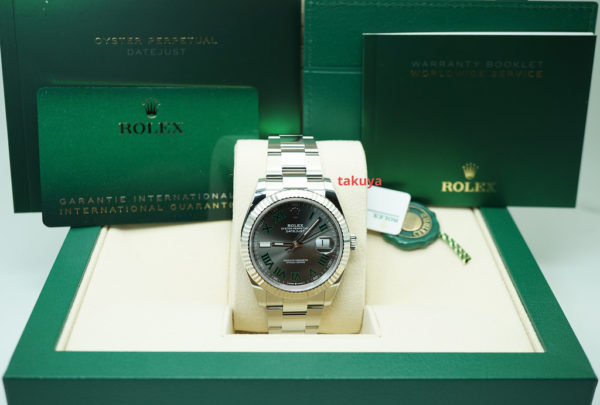 BRAND NEW Rolex 126334 DATEJUST 41 FLUTED BEZEL WIMBLEDON DIAL OYSTER 2022 FULL SET - Image 2