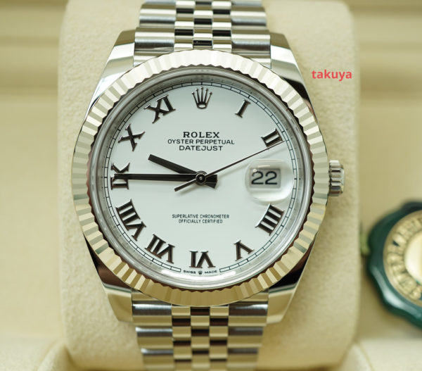 BRAND NEW Rolex 126334 DATEJUST 41 FLUTED BEZEL WHITE ROMAN DIAL JUBILEE FULL SET