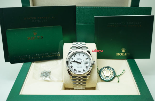 BRAND NEW Rolex 126334 DATEJUST 41 FLUTED BEZEL WHITE ROMAN DIAL JUBILEE FULL SET - Image 2
