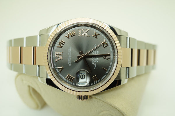 Rolex 126231 DATEJUST 36 18K EVEROSE GOLD SS SLATE DIAMOND DIAL FULL SET - Image 9