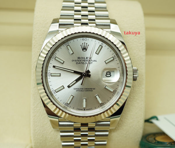 BRAND NEW Rolex 126334 DATEJUST 41 FLUTED BEZEL SILVER STICK DIAL JUBILEE FULL SET