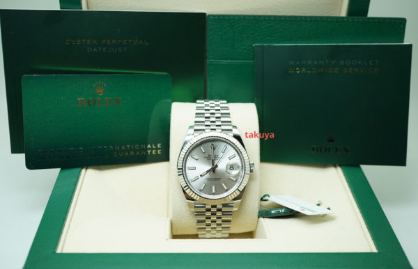 BRAND NEW Rolex 126334 DATEJUST 41 FLUTED BEZEL SILVER STICK DIAL JUBILEE FULL SET - Image 2