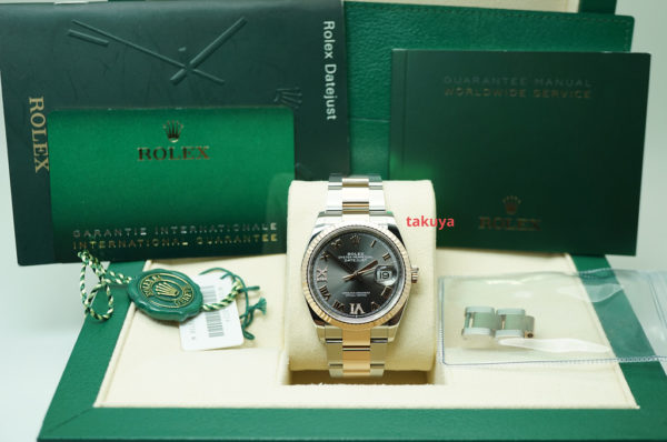 Rolex 126231 DATEJUST 36 18K EVEROSE GOLD SS SLATE DIAMOND DIAL FULL SET - Image 2