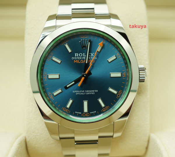 Rolex 116400GV MILGAUSS GREEN CRYSTAL Z BLUE DIAL 2020 WARRANTY FULL SET